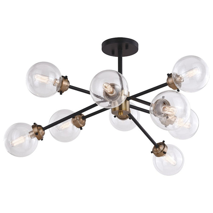 Vaxcel Orbit 9 Light 30" Semi-Flush Mount, Bronze/Muted Brass - C0238