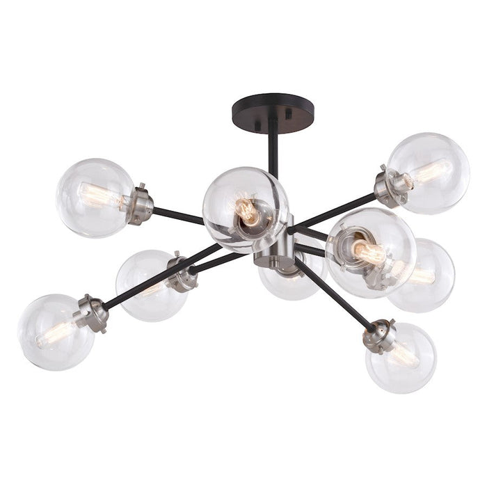 Vaxcel Orbit 9 Light 30" Semi-Flush Mount, Bronze/Satin Nickel - C0239