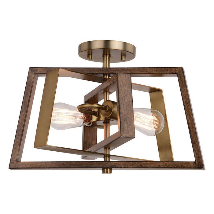 Vaxcel Dunning 2 Light 16" Semi Flush Mount, Brass/Burnished Chestnut - C0251