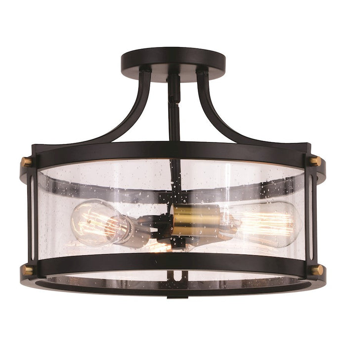 Vaxcel Holbrook 3 Light 15.75" Semi Flush Mount, Black/Brass/Seedy - C0255