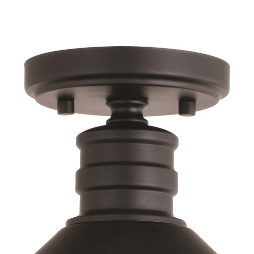 Vaxcel Akron 1 Light 12" Semi Flush Mount, Bronze/White/Metal Shade