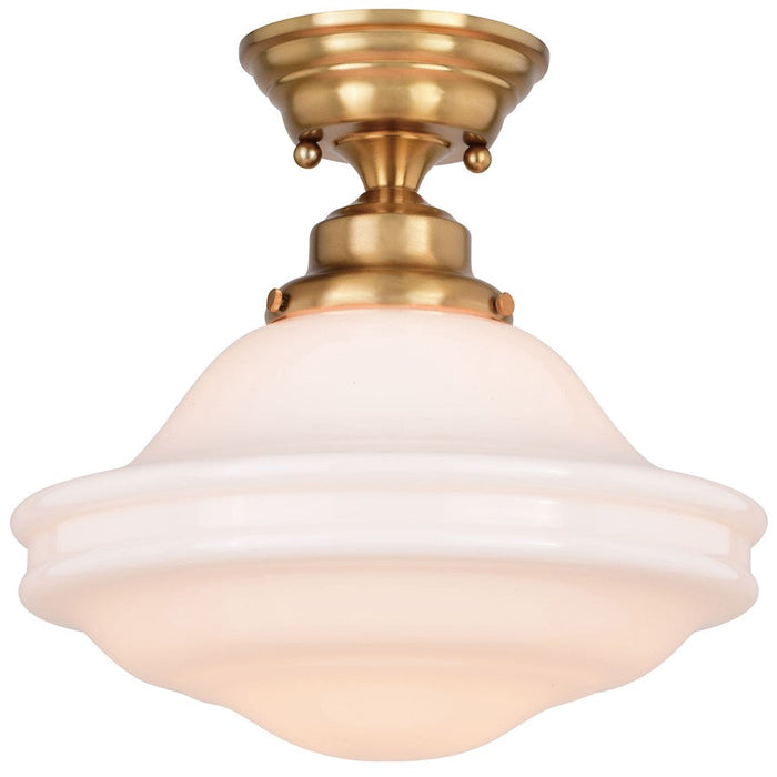 Vaxcel Huntley 1 Light 12" Semi-Flush Ceiling Light, Natural Brass/White - C0261