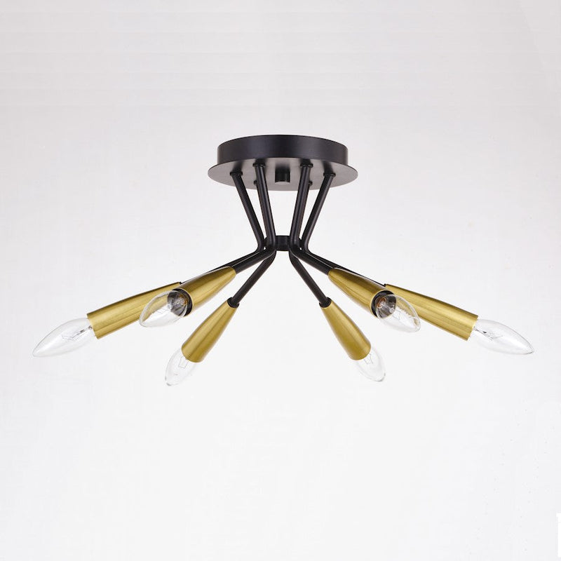 Vaxcel Ellis 6 Light 16.25" Semi-Flush Mount, Matte Black/Satin Brass