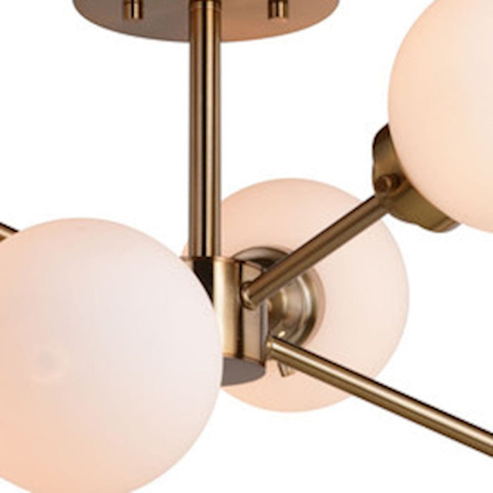 Vaxcel Orbit Semi Flush Mount, Muted Brass/White