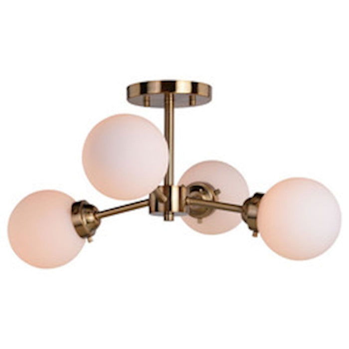 Vaxcel Orbit 4 Light 20" Semi Flush Mount, Muted Brass/White - C0268