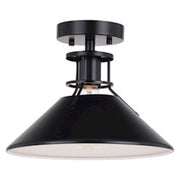 Vaxcel Canton 1 Light 11.5" Semi-Flush Mount, Black/Matte White/Black - C0270