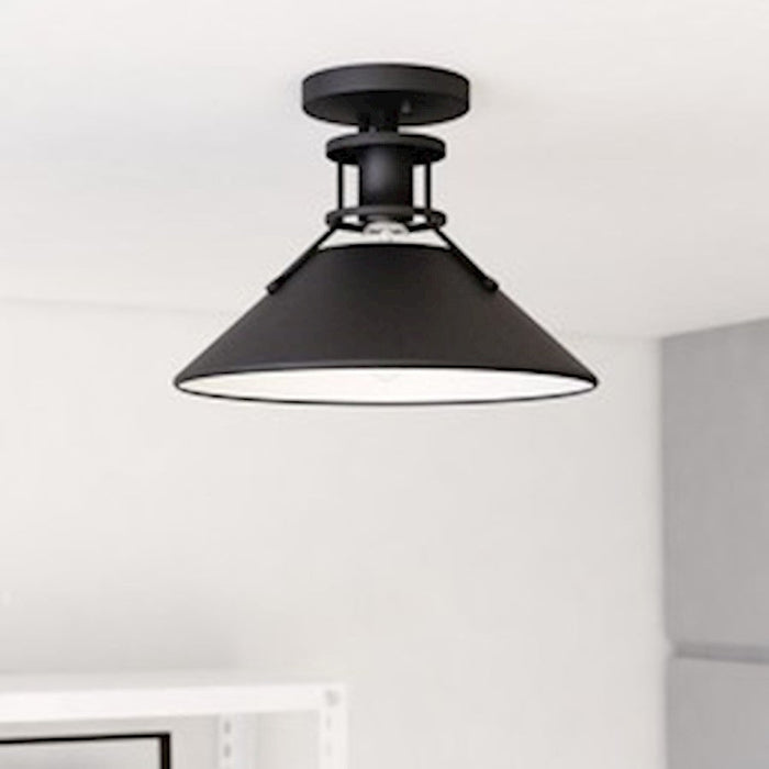 Vaxcel Canton 1 Light 11.5" Semi-Flush Mount, Black/Matte White/Black