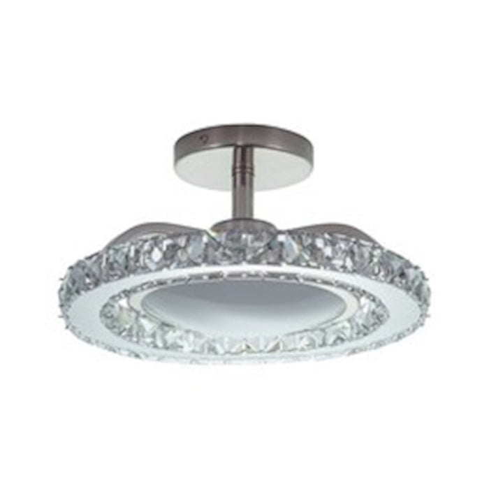 Vaxcel Clara 1 Light 12.25" Semi Flush Mount, Brushed Nickel/Cream