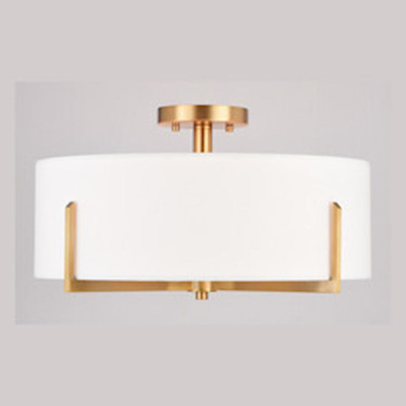 Vaxcel Surrey 4 Light 18" Semi Flush Mount, Natural Brass/White