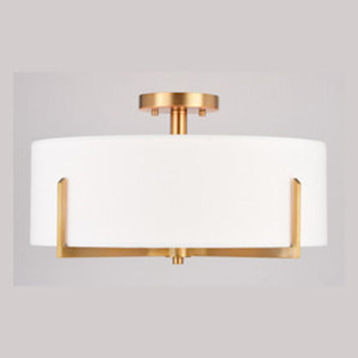 Vaxcel Surrey 4 Light 18" Semi Flush Mount, Natural Brass/White