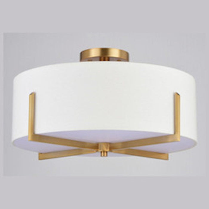 Vaxcel Surrey 4 Light 18" Semi Flush Mount, Natural Brass/White