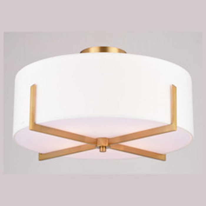 Vaxcel Surrey 4 Light 18" Semi Flush Mount, Natural Brass/White