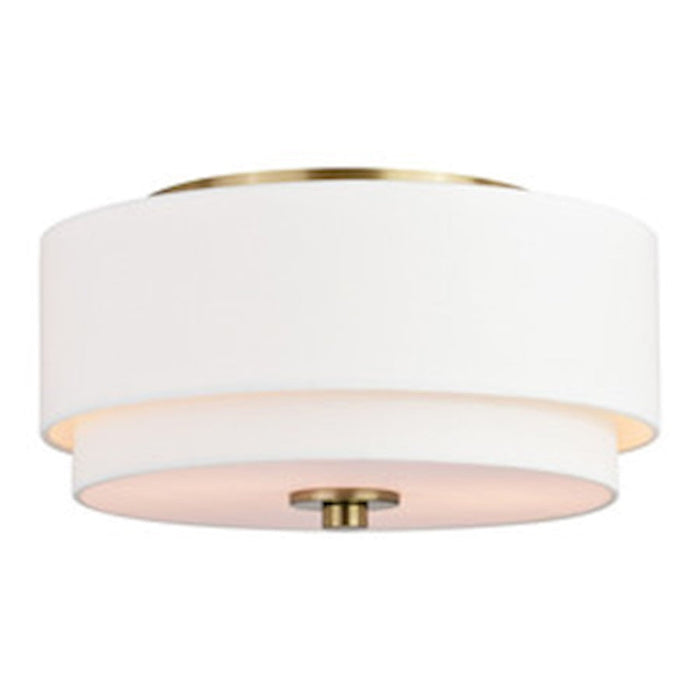 Vaxcel Burnaby 2 Light 13" Flush Mount, Matte Brass/White - C0278