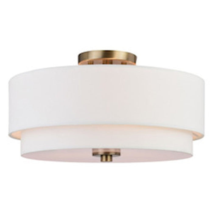 Vaxcel Burnaby 3 Light 16" Semi Flush Mount, Matte Brass/White - C0280