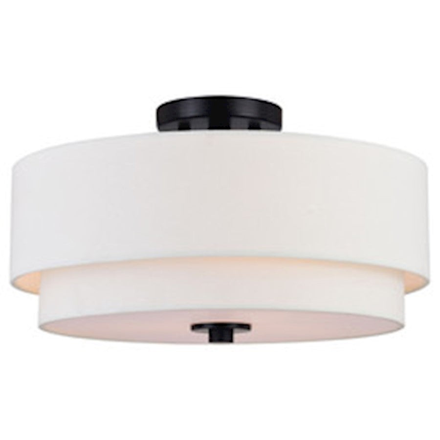 Vaxcel Burnaby 3 Light 16" Semi Flush Mount, Black/White - C0281