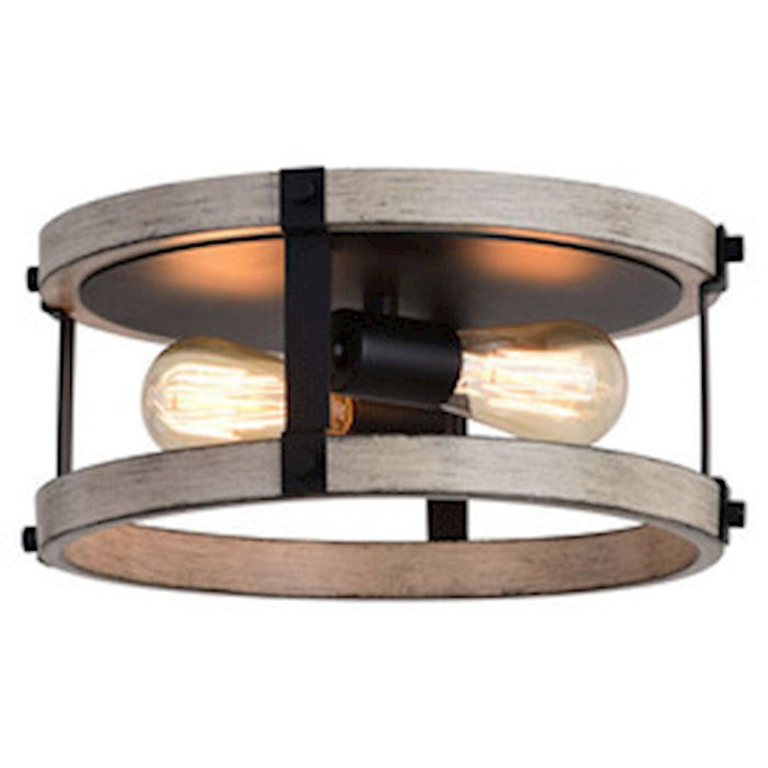 Vaxcel Danvers 2 Light 13" Flush Mount, Textured Black/Weathered Gray - C0282