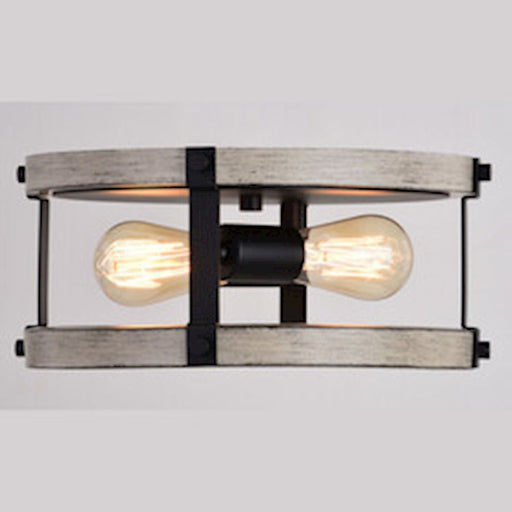 Vaxcel Danvers 2 Light 13" Flush Mount, Textured Black/Weathered Gray