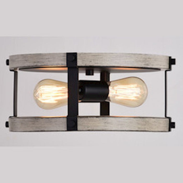 Vaxcel Danvers 2 Light 13" Flush Mount, Textured Black/Weathered Gray