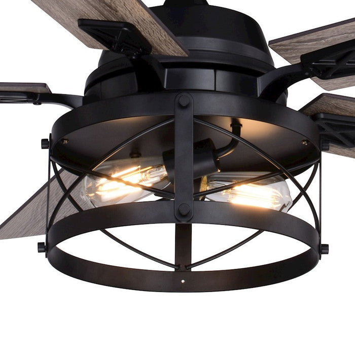 Vaxcel Elburn 2 Light 52" Ceiling Fan, Black/Wire Cage Shade