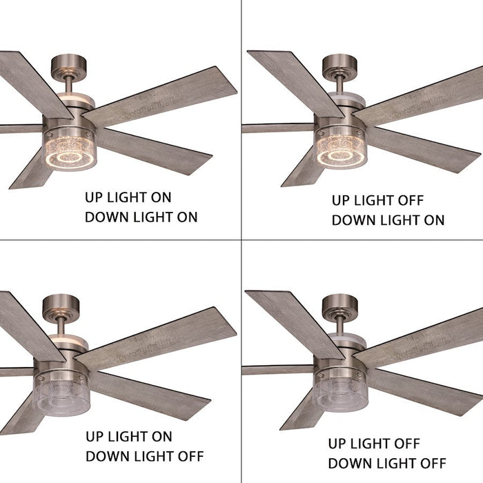 Vaxcel Ashford 1 Light 52" Ceiling Fan, Brushed Nickel/White