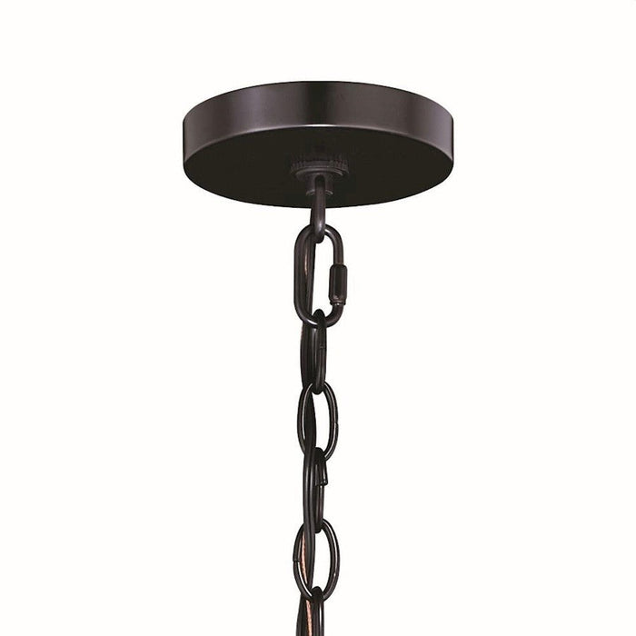 Vaxcel Bremerton 5 Light Drum Chandelier, Bronze/Wood Cage/Teak