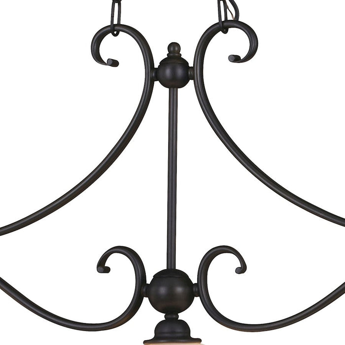 Vaxcel Monrovia 3 Light Linear Chandelier, Bronze/Etched White