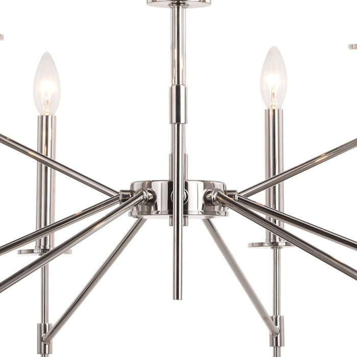 Vaxcel Kedzie 9 Light Chandelier, Polished Nickel