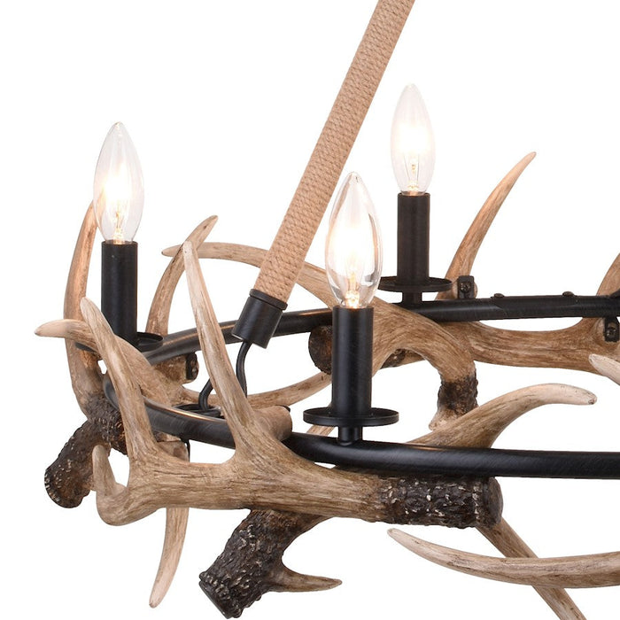 Vaxcel Breckenridge Antler Chandelier, Aged Iron/Natural