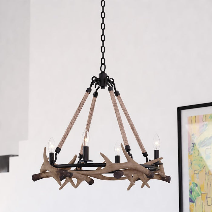 Vaxcel Breckenridge Antler Chandelier, Aged Iron/Natural