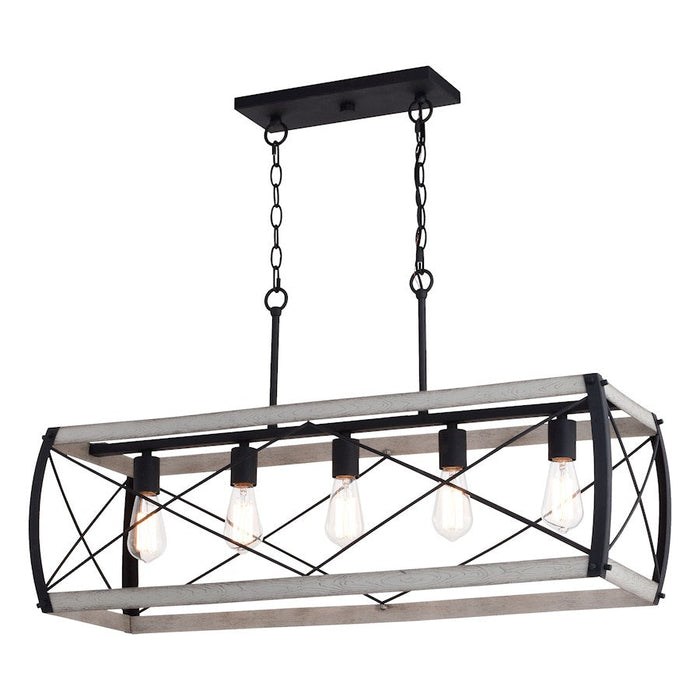 Vaxcel Montclare 5 Light 35" Linear Chandelier, Black/White Ash - H0263