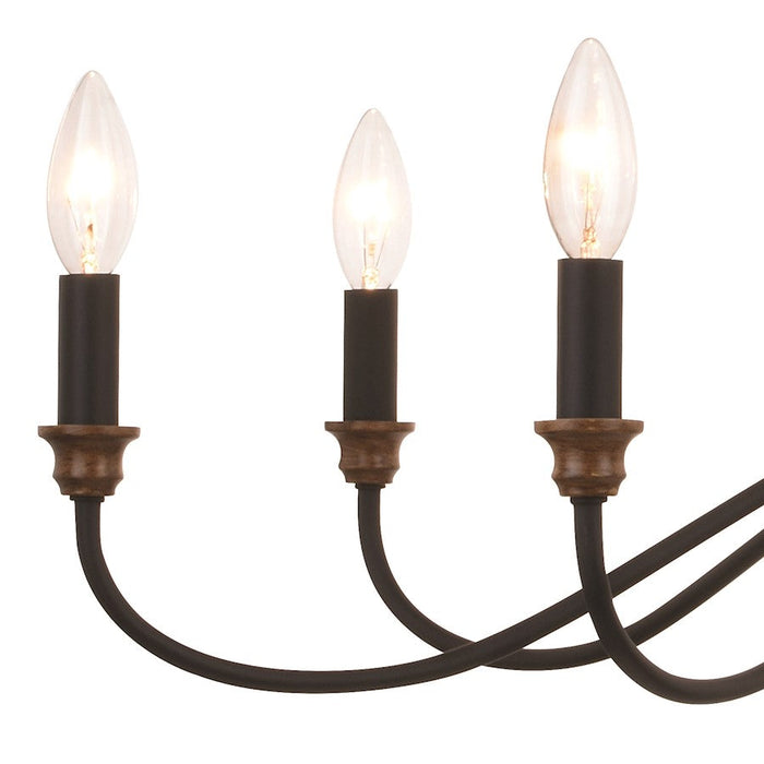 Vaxcel Annabelle 30" 6 Light Chandelier, Matte Black/Brushed Walnut