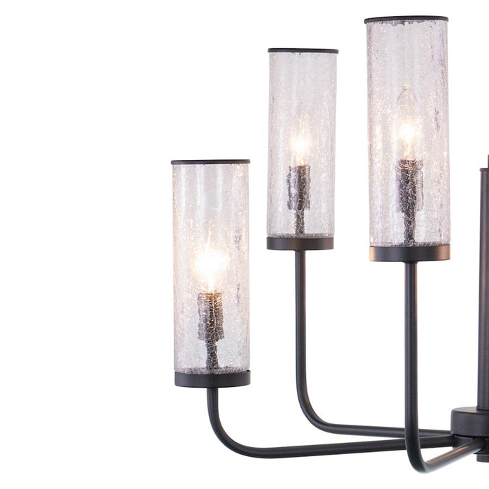 Vaxcel Glencoe 6 Light 28" Chandelier, Matte Black/Clear Crackle