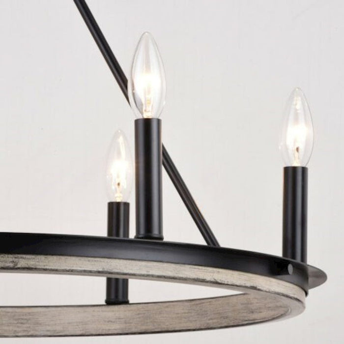 Vaxcel Russel 25" 6 Light Chandelier, Matte Black/Weathered Gray