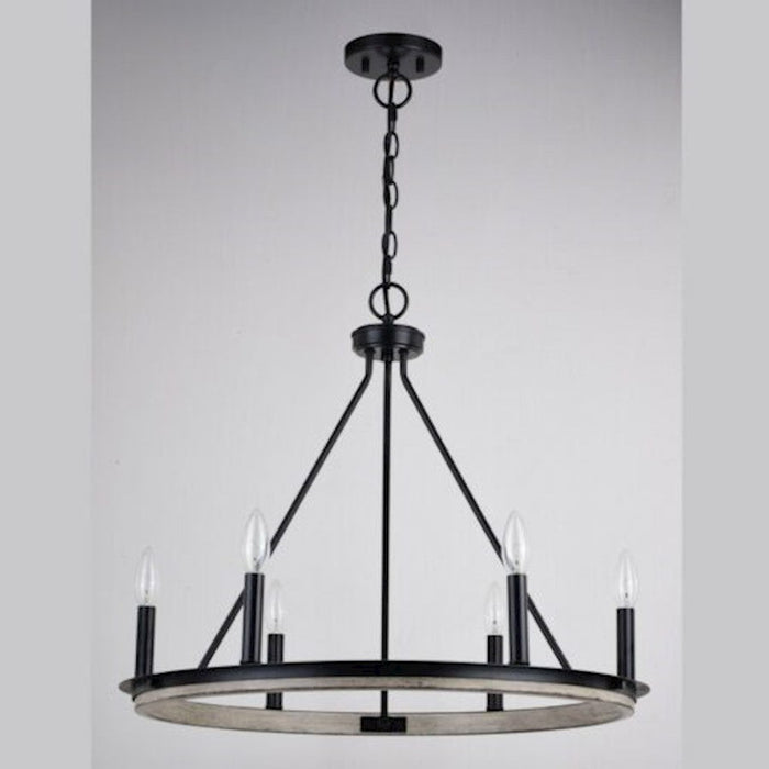 Vaxcel Russel 25" 6 Light Chandelier, Matte Black/Weathered Gray