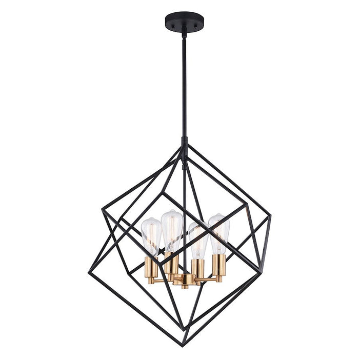 Vaxcel Rad 4 Light Pendant, Natural Brass, Black - P0307