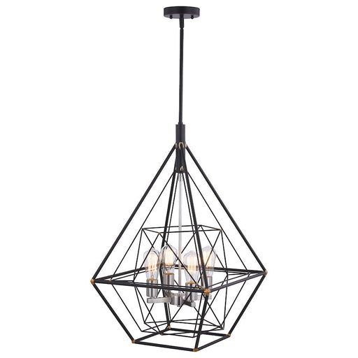 Vaxcel Bartlett 4 Light 24" Pendant, Satin Nickel, Bronze - P0328