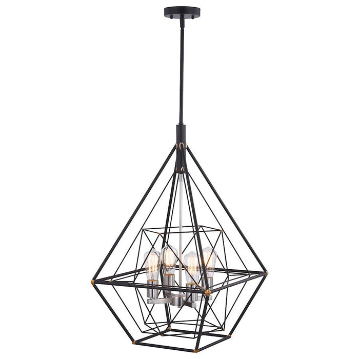 Vaxcel Bartlett 4 Light 24" Pendant, Satin Nickel, Bronze - P0328