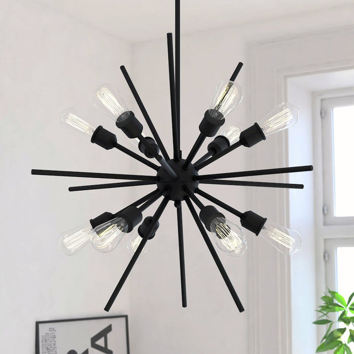 Vaxcel Estelle 12 Light 27.5" Pendant, Matte Black