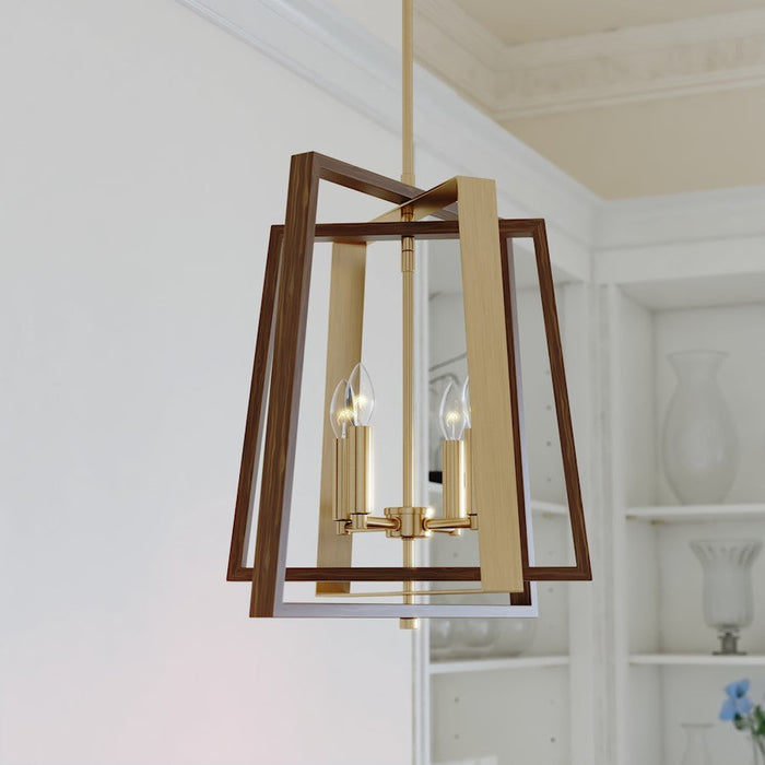 Vaxcel Dunning 4 Light 20" Pendant, Natural Brass/Burnished Chestnut