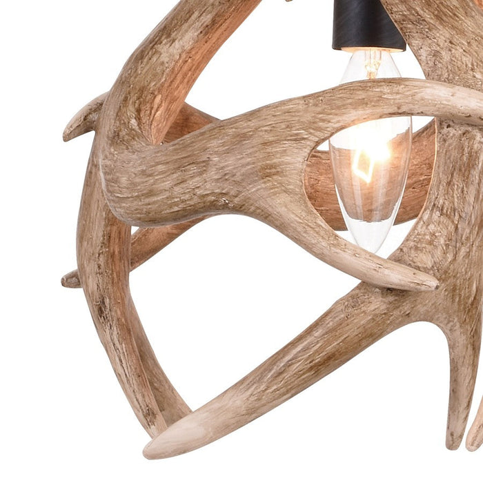 Vaxcel Breckenridge 1 Light 10.75" Antler Pendant, Aged Iron/Natural