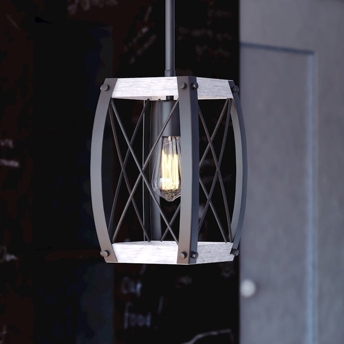 Vaxcel Montclare 1 Light 7.5" Mini Pendant, Textured Black/White Ash