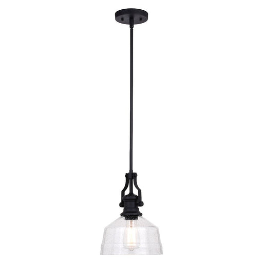 Vaxcel Beloit 1 Light 9" Mini Pendant, Matte Black/Clear Seeded - P0357