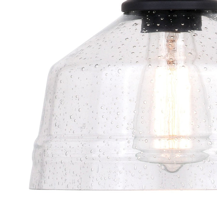 Vaxcel Beloit 1 Light 9" Mini Pendant, Matte Black/Clear Seeded