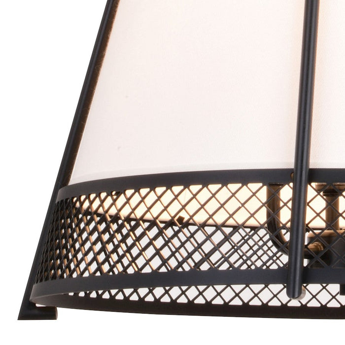 Vaxcel Benton 3 Light 16.75" Pendant, Matte Black/White Linen Shade