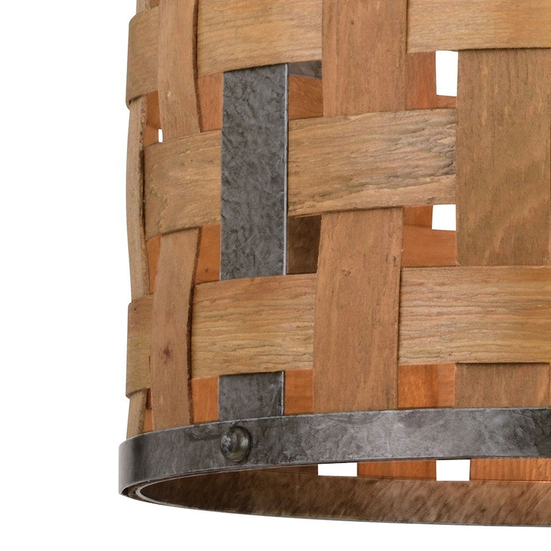 Vaxcel Norwood 1 Light 15.75" Pendant, Vintage Steel/Distressed Wood