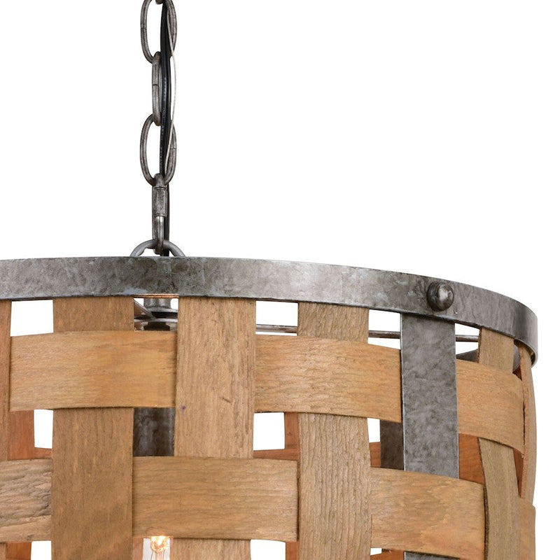 Vaxcel Norwood 1 Light 15.75" Pendant, Vintage Steel/Distressed Wood