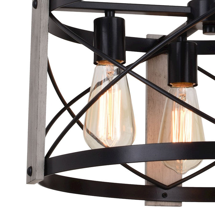 Vaxcel Burien 18" 4 Light Pendant, Black/Washed Ash