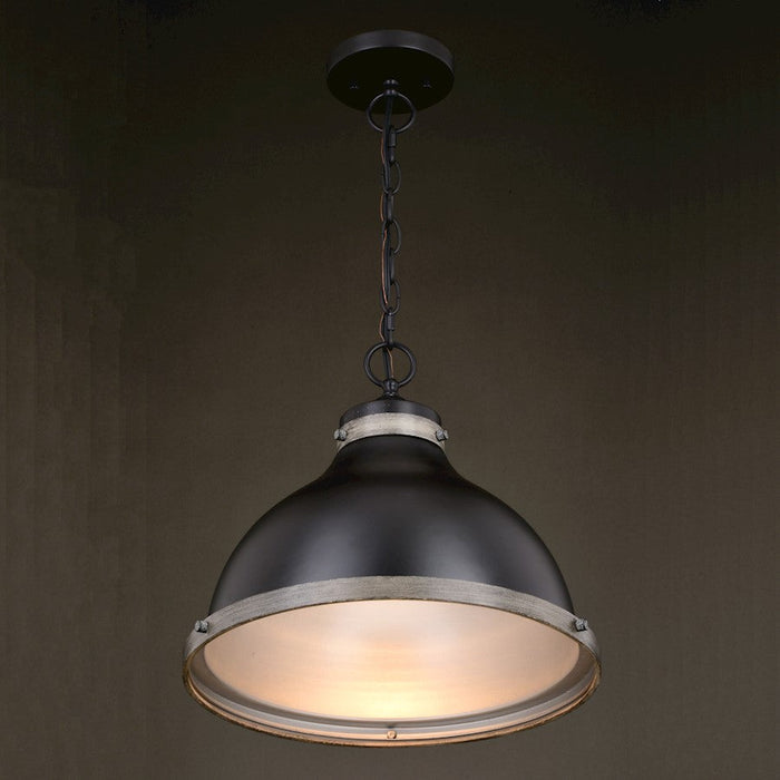 Vaxcel Sheffield 1 Light Pendant, Bronze/Distressed Ash/Light Silver