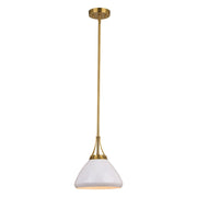 Vaxcel Dayna 10" 1 Light Pendant, Satin Brass/Glossy White/Matte White - P0369