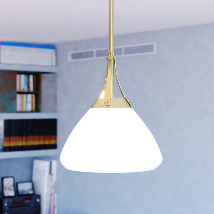 Vaxcel Dayna 10" 1 Light Pendant, Satin Brass/Glossy White/Matte White